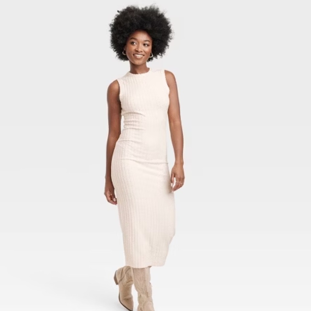 Universal Thread Sleeveless Cream Knit Maxi Dress